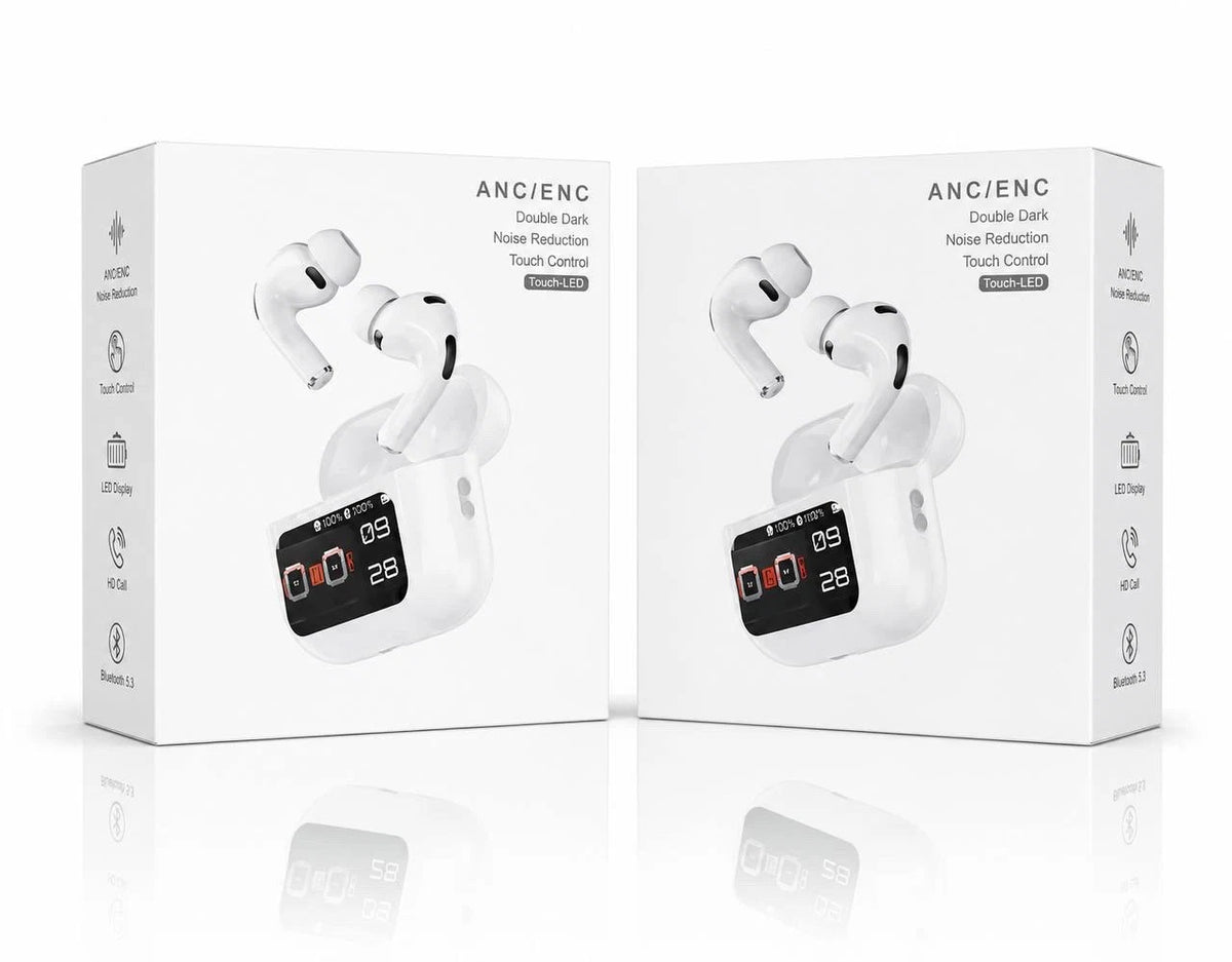 anc/enc wireless earbuds with digital display