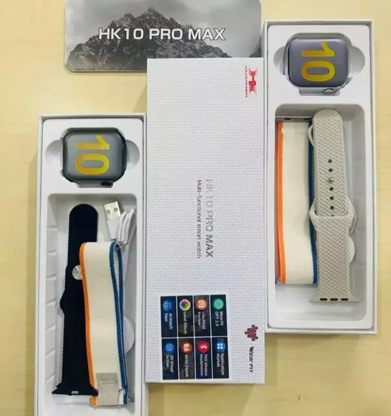 HK 10 Pro Max Smart Watch – ساعة ذكية بشاشة AMOLED | مكالمات بلوتوث | مقاومة للماء | أفضل بديل Apple Watch بسعر اقتصادي