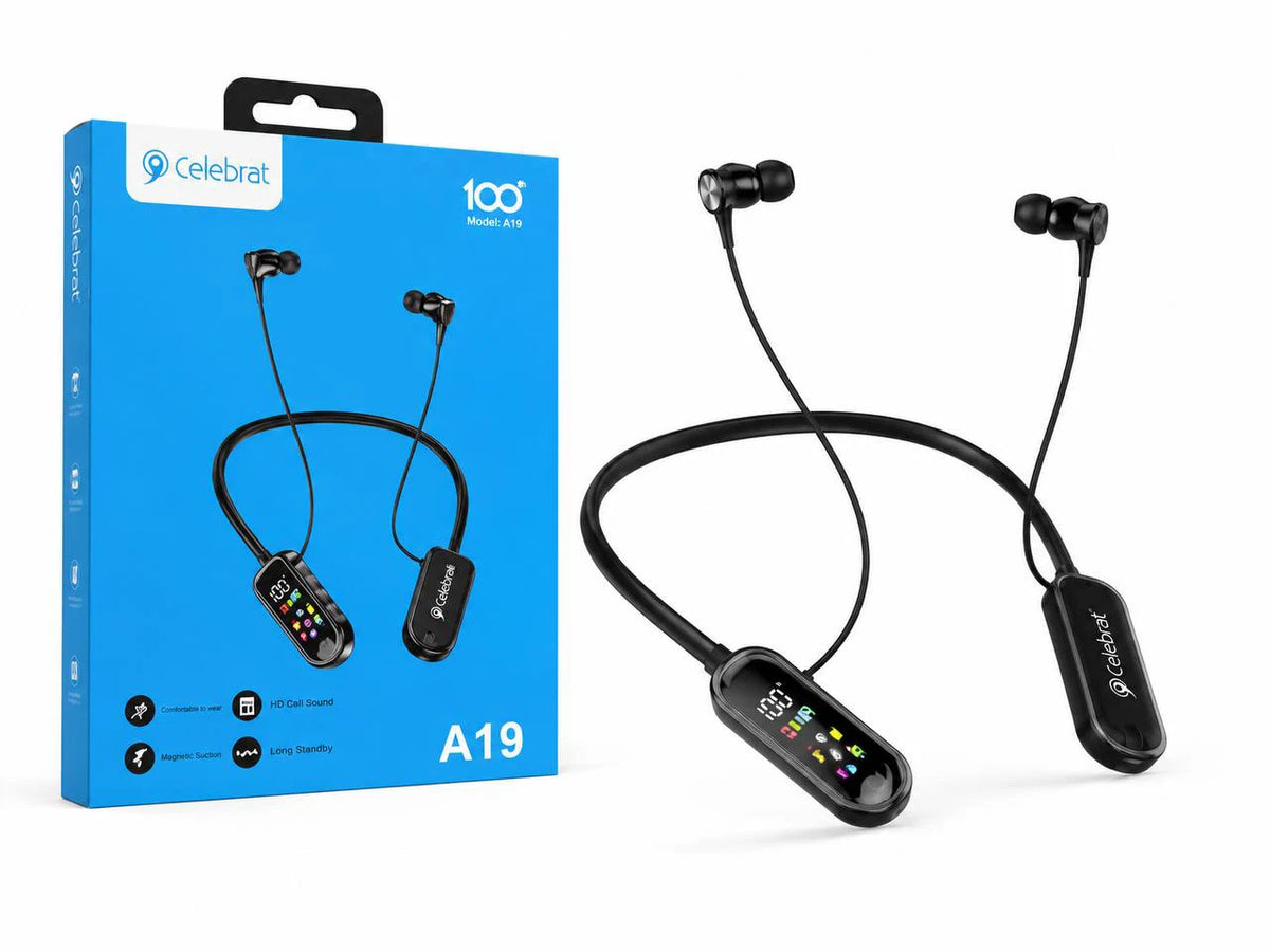 celebrat a19سماعة بلوتوث رياضية حول الرقبة (neckband)، مناسبة للمكالمات والاستماع للموسيقى