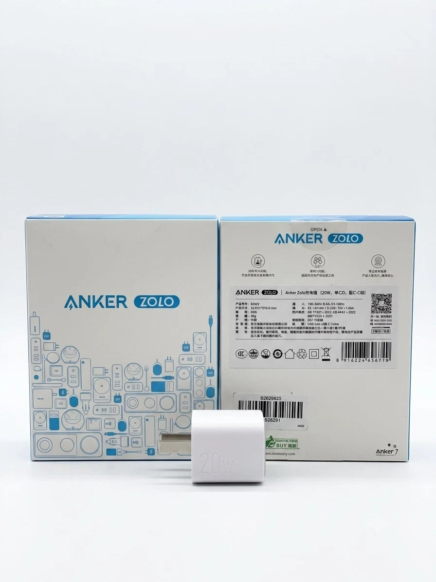شاحن جداري أنكر زولو (anker zolo) بقوة 20 واط بمنفذ type-c (أبيض)